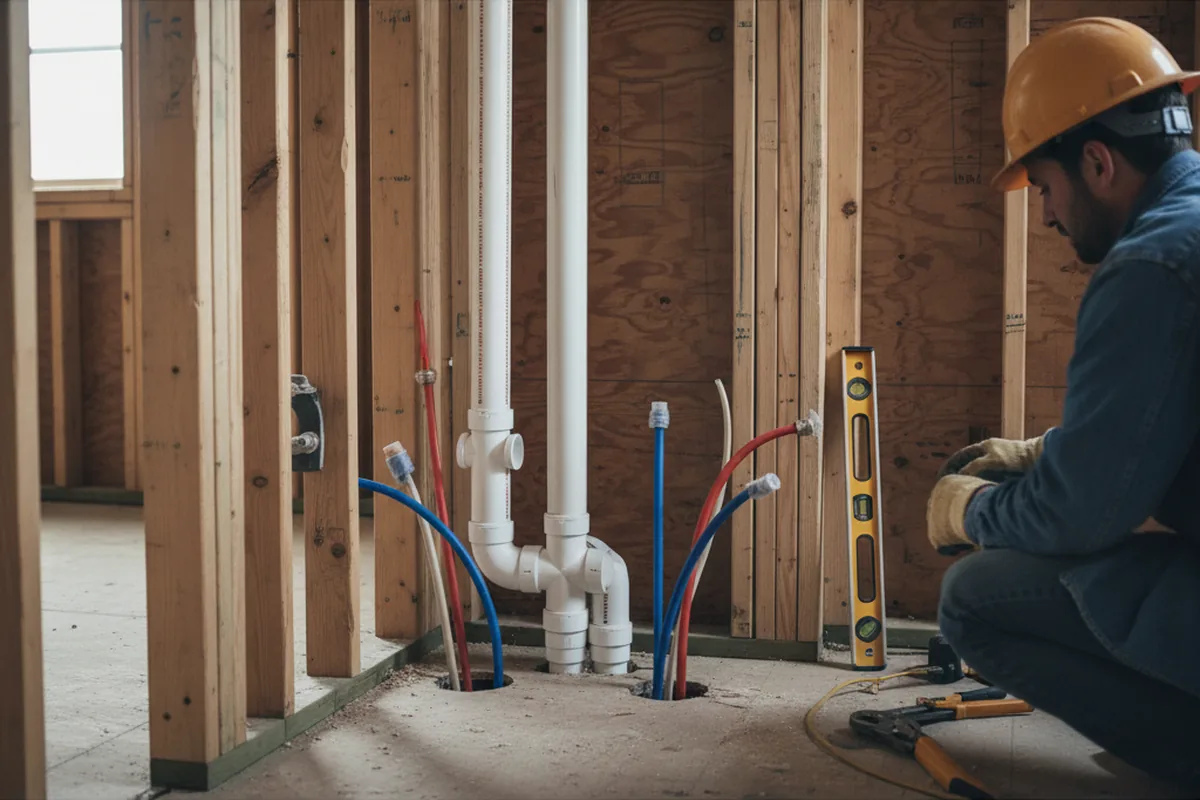 Drain and supply rough-in during Drain Cleaning in Redbird