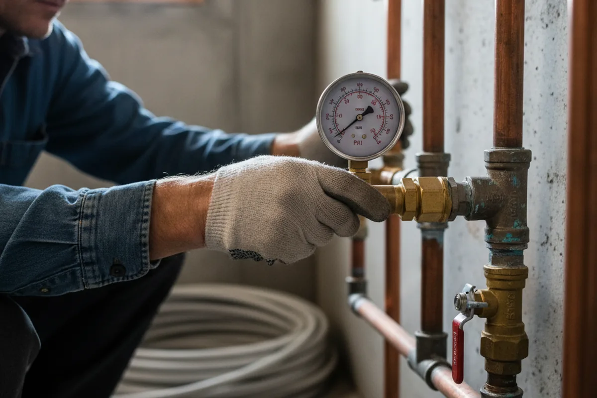 Pressure testing a repaired line during Water Line Repair in Redbird